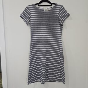 Sail to Sable TShirt Dress Womens Small Blue White Striped Back Zip Short Sleeve